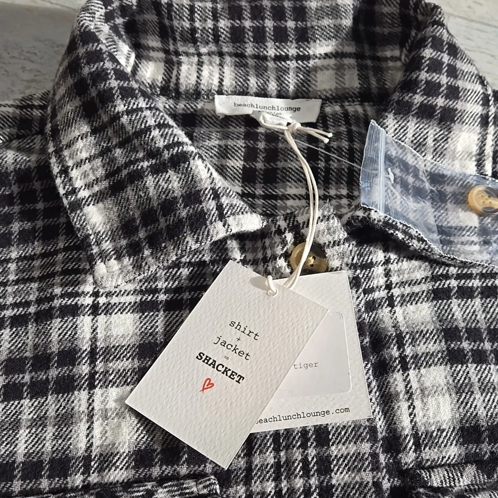NWT Beachlunchlounge Shacket Shirt Jacket Size XS Small Flannel - Picture 2 of 10